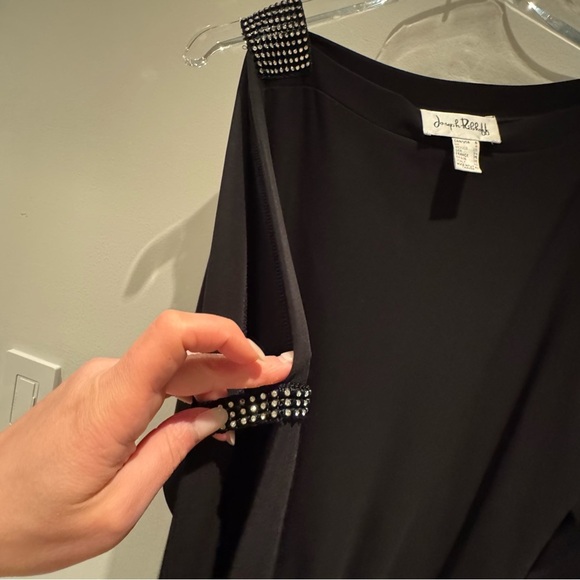 Joseph Ribkoff Black Dress with Studded Detail Long Sleeve Cut Outs USA 6 - Picture 3 of 11